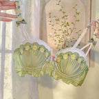 Retro Embroidered Luxurious Silk Satin Underwear Lace Sexy Top & Bra Set