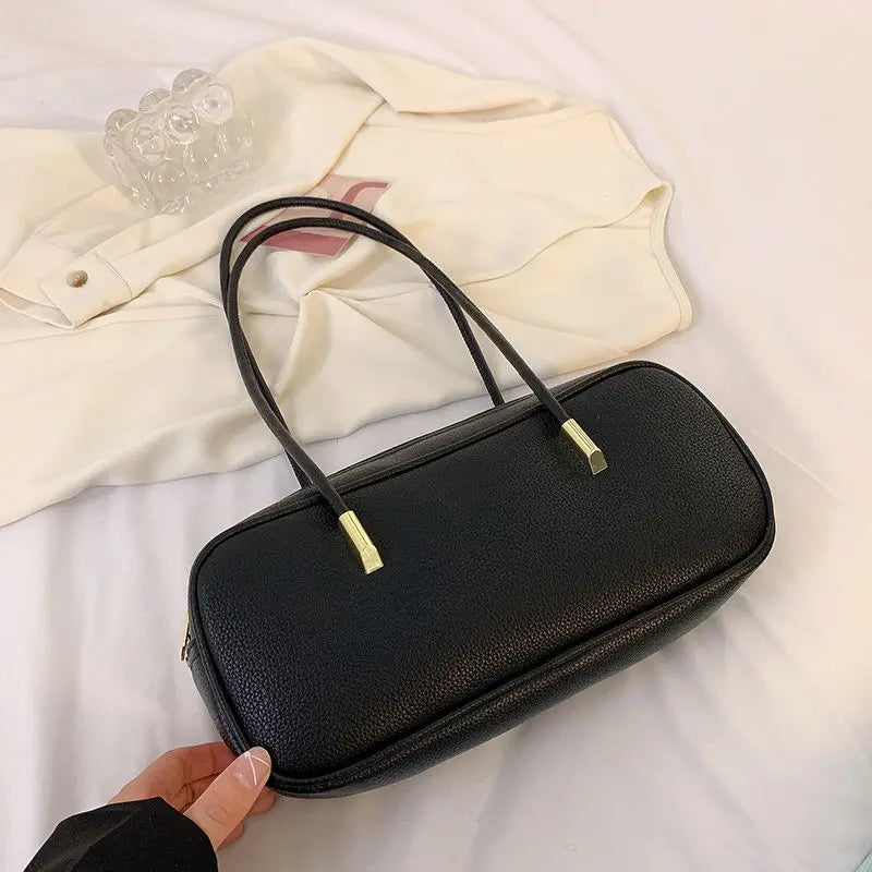 PU Pillow Shoulder Bag For Women With Textured Finish Baguette Style