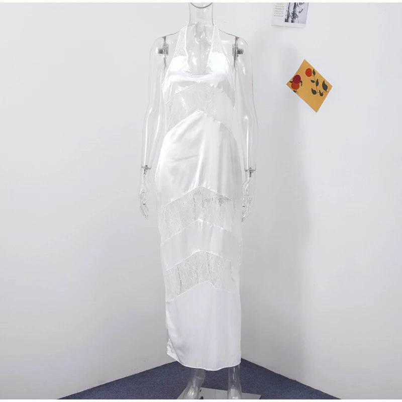 Lace See Through Sling Maxi Dress Evening