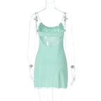Mesh Ruffle Backless Mini Sundress