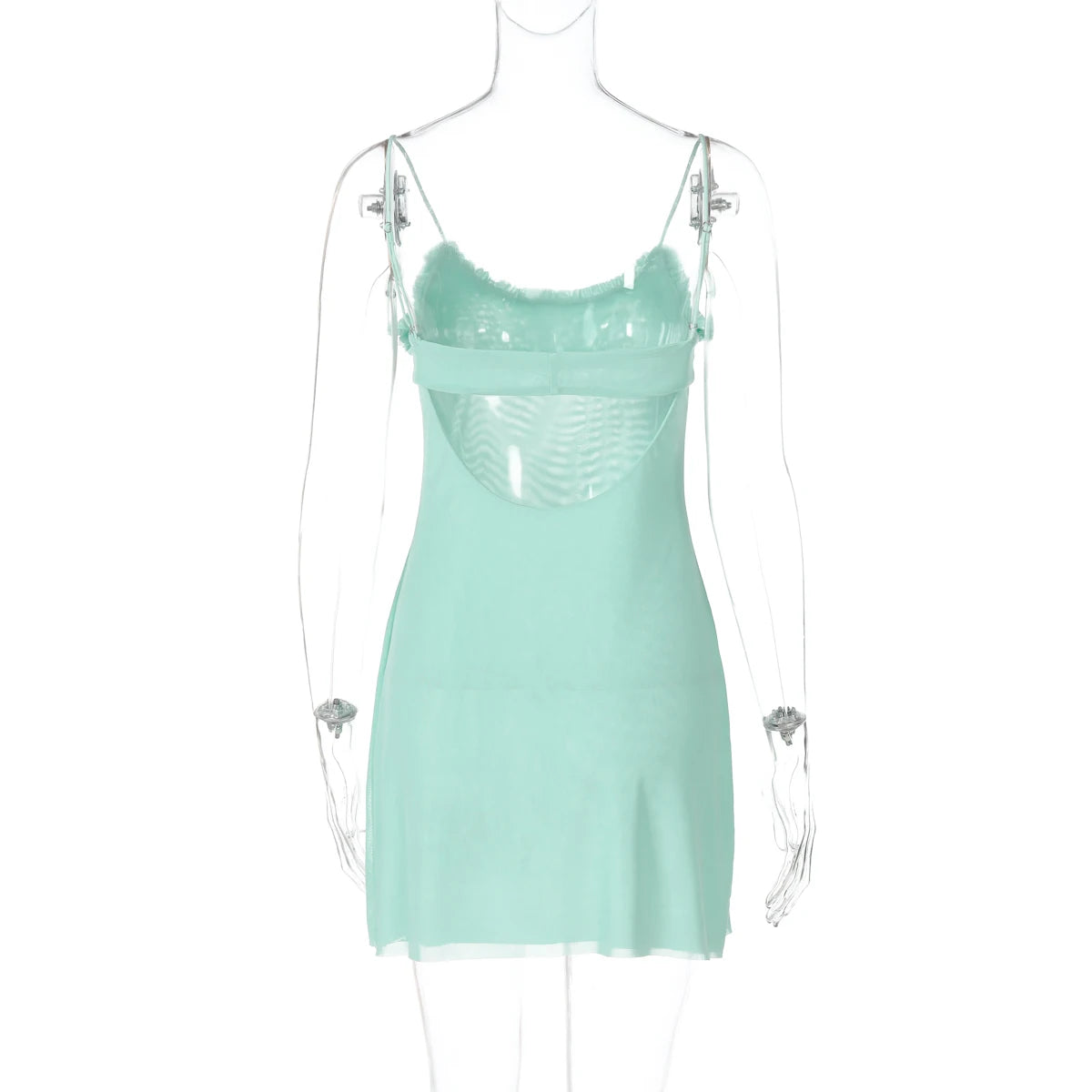 Mesh Ruffle Backless Mini Sundress