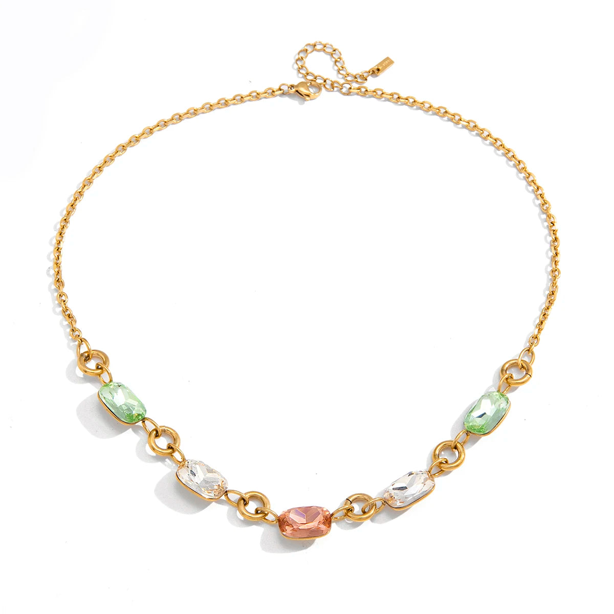 Sunlit Geometric Rhinestone Chain Necklace For Women With Delicate Sparkle And Gleaming Charm
