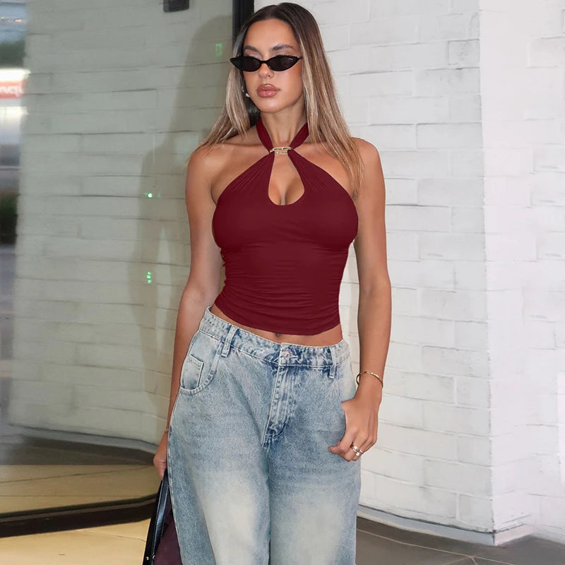 Halter Backless Bandage Crop Top