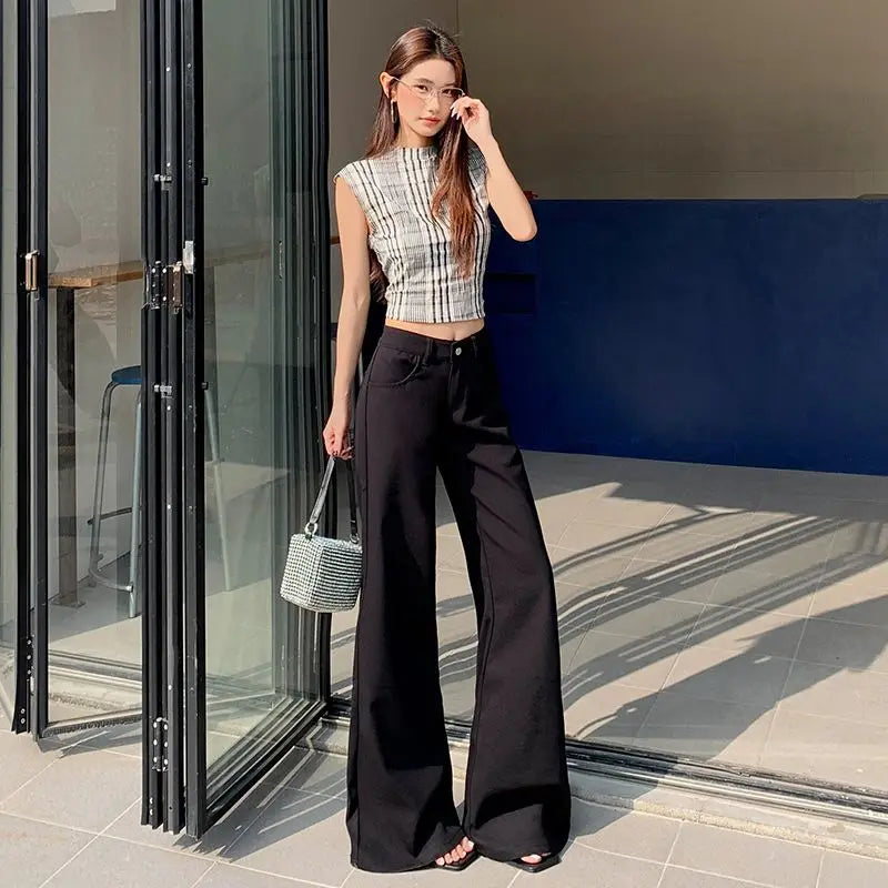 Antiwrinkle Flare Pants With Slimming Comfort Low Waisted