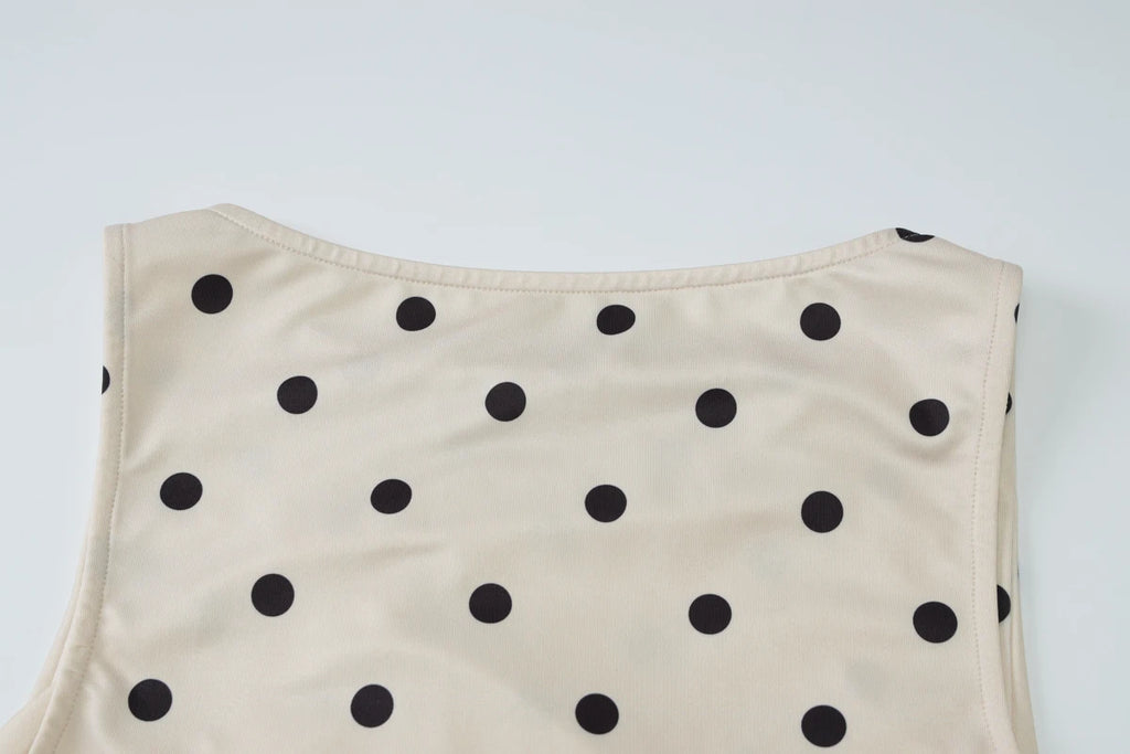 Polka Dot O Neck Crop Tank For Women