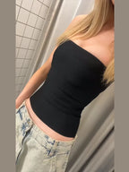 Sultry Bandage Corset Top Off Shoulder Crop With Stripe Accent