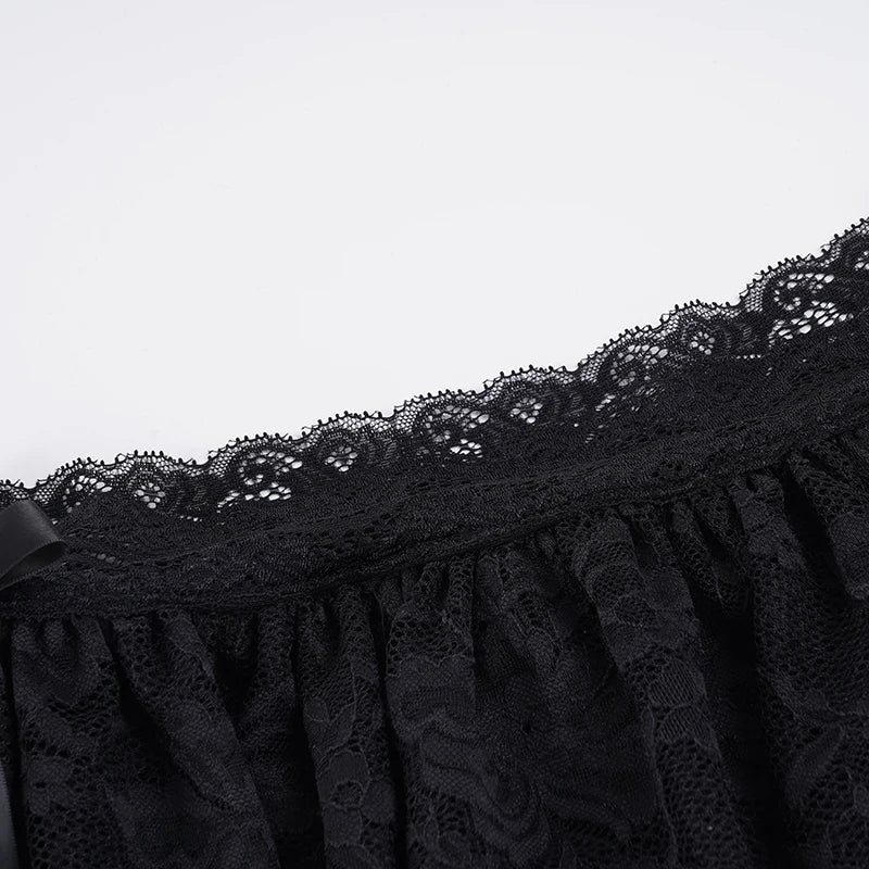 Lace A-Line Mini Skirt With Built-In Shorts Sleek Low-Waisted