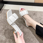 Silk Butterfly Knot High Heels With Square Toe