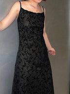 Floral Lace Trim Cami Maxi Dress Elegant Sleeveless Silhouette