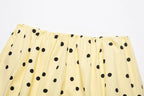 Yellow Polka Dot Two Piece Set With High-Neck Jacket And Balloon Shorts