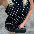 Polka Dot Halter Dress For Women Backless Mini