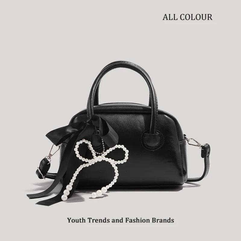 Bowknot PU Leather Crossbody Bag For Women Harajuku Style
