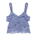 Pleated Ruffles Skirt & Lace Crochet Sling Camis Tank V Neck Top Set
