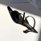 Genuine Leather Slip On Peep Toe Mules