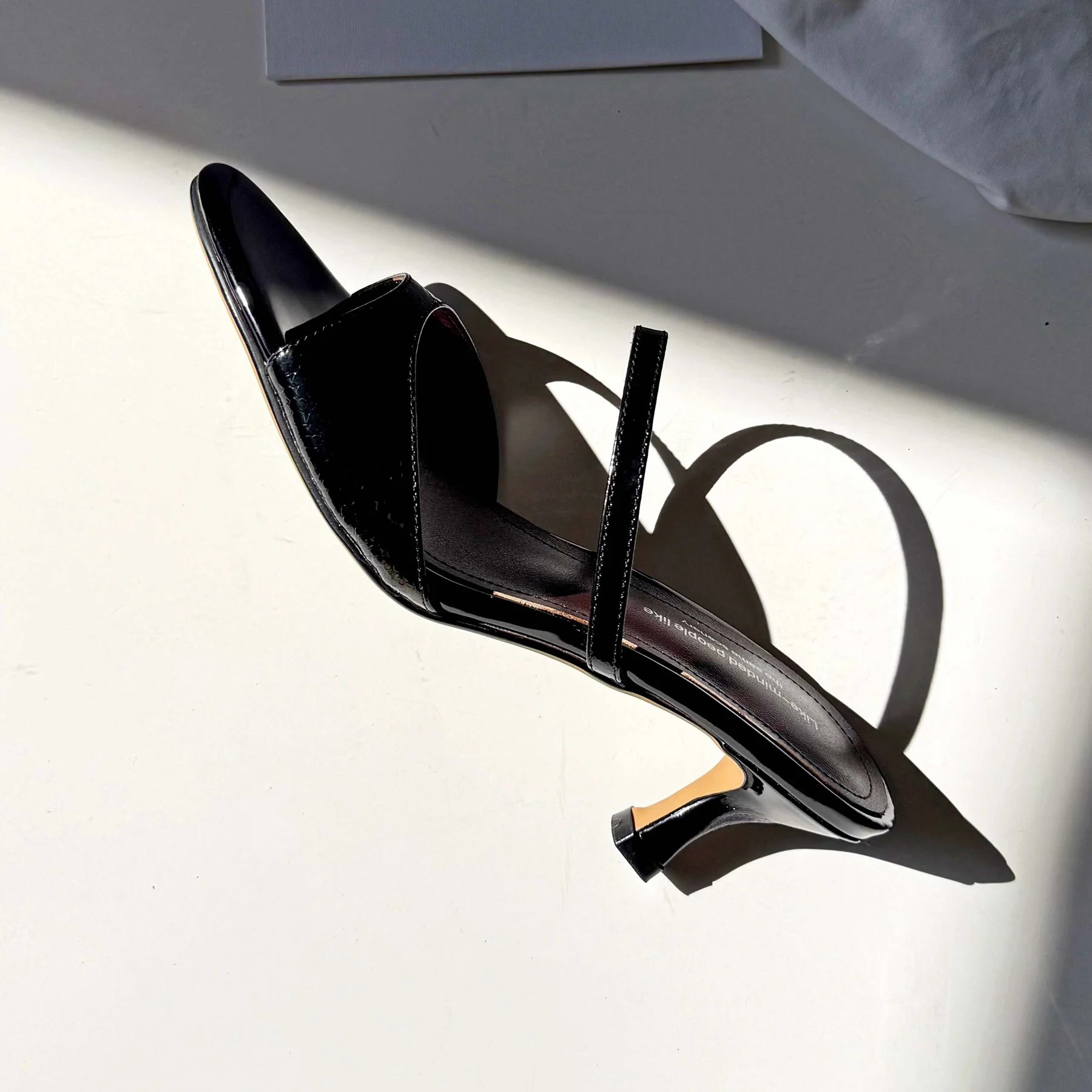 Genuine Leather Slip On Peep Toe Mules
