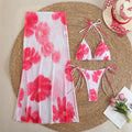 Flowers Printed With Skirt Halter Bikini Three-pieces Bikini set