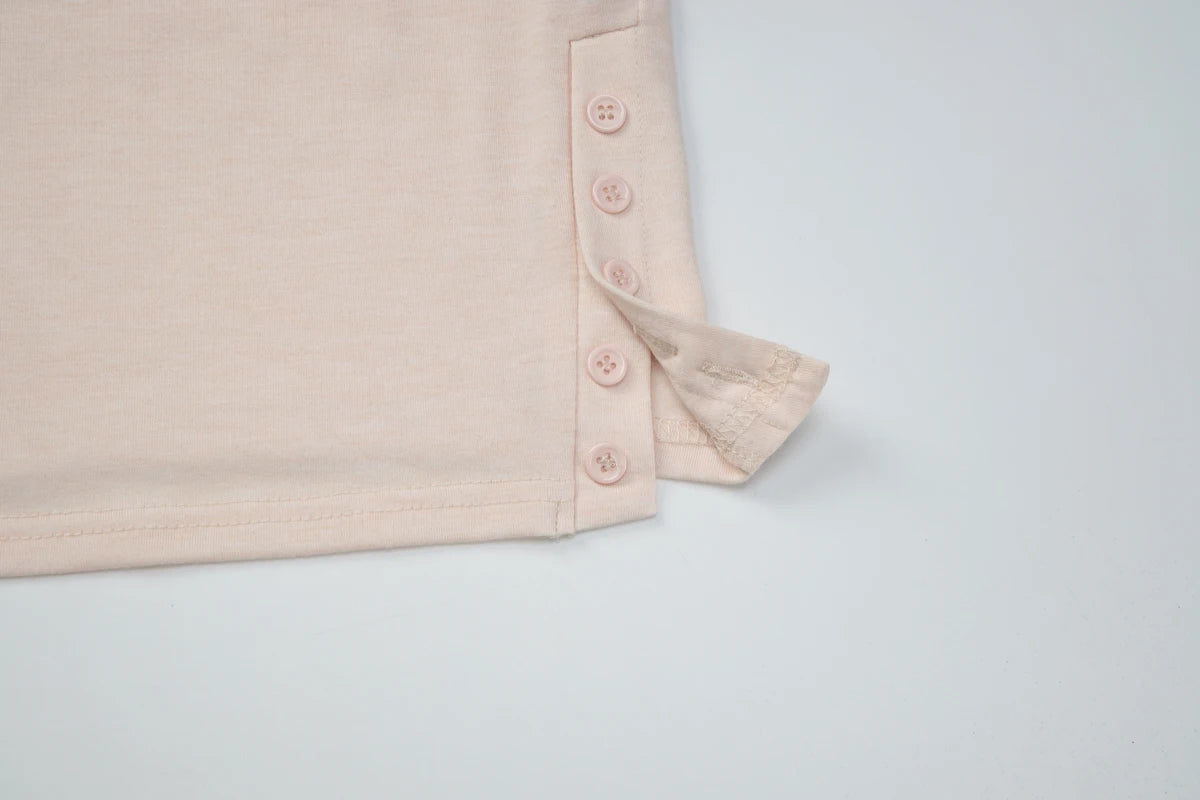 Turtleneck Crop Tank With Slit And Button Details