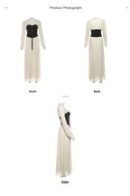 Chic Color Block Dress With Cinched Waist And V Neck