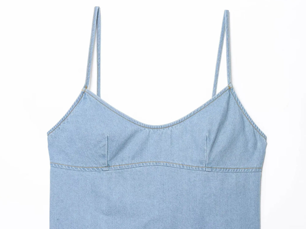 Two-piece Set For Women With Backless Top And Casual Cowboy Pants Ensemble