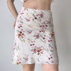 Floral Retro Mesh Mini Skirt With Fish Tail