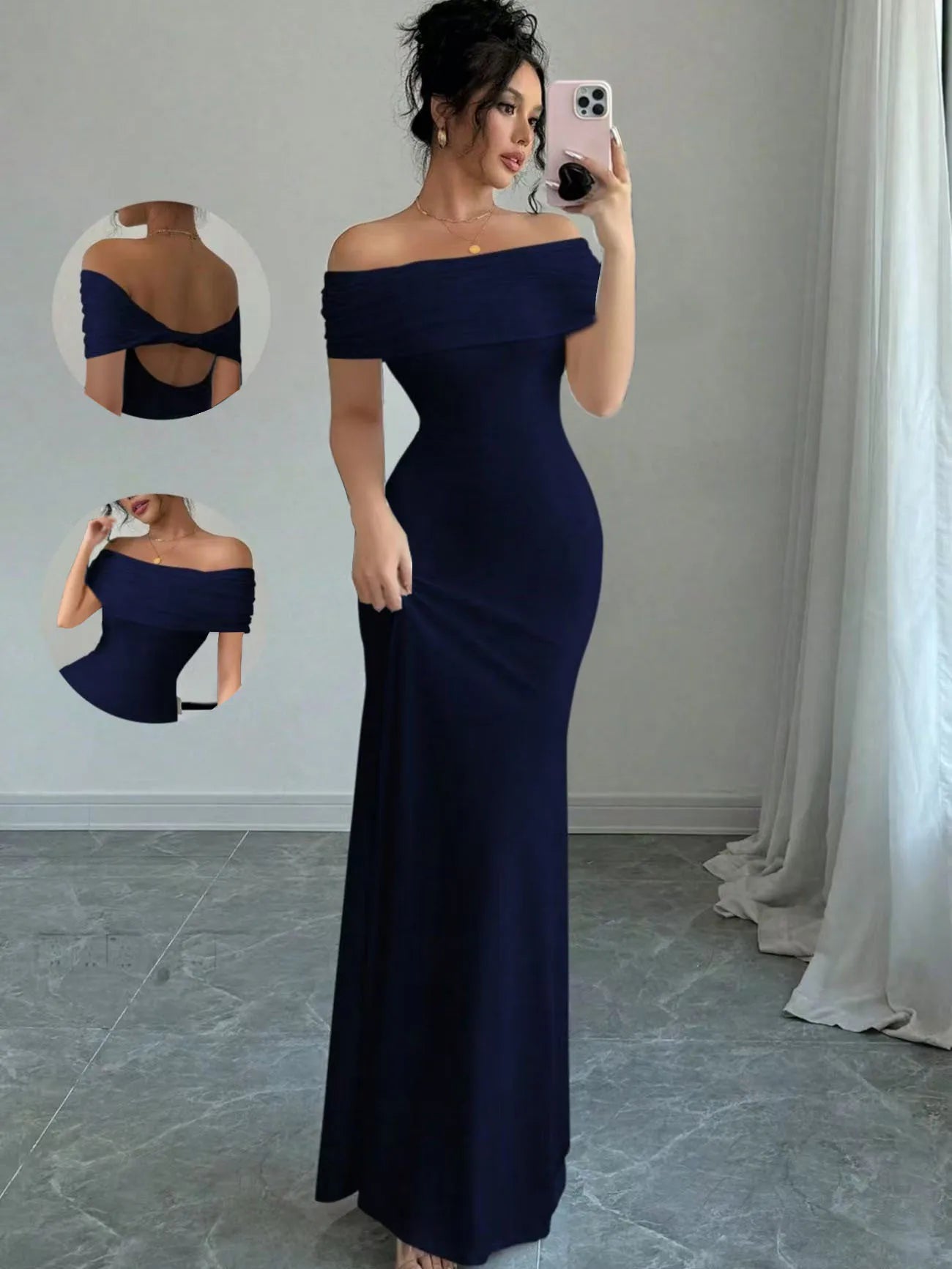 Off Shoulder Bodycon Midi Dress