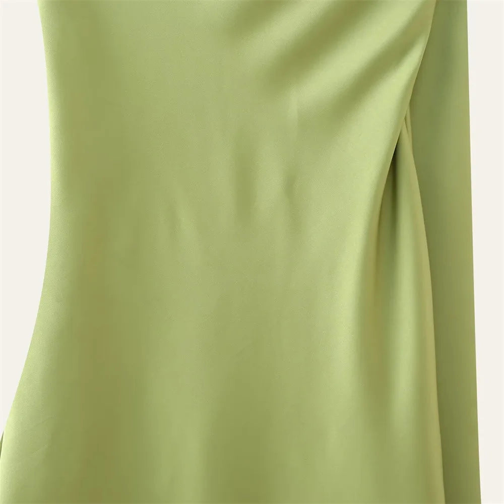 Elegant Silk Satin Halter Maxi Dress Backless Ribbon Tie Evening Gown