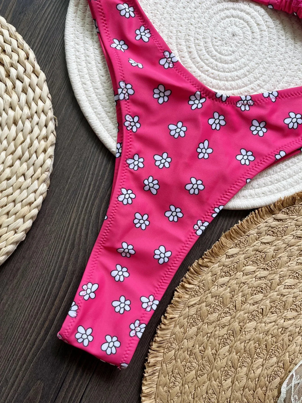 Floral Halter Bikini Set With High Leg Cut Two-piece Swimwear
