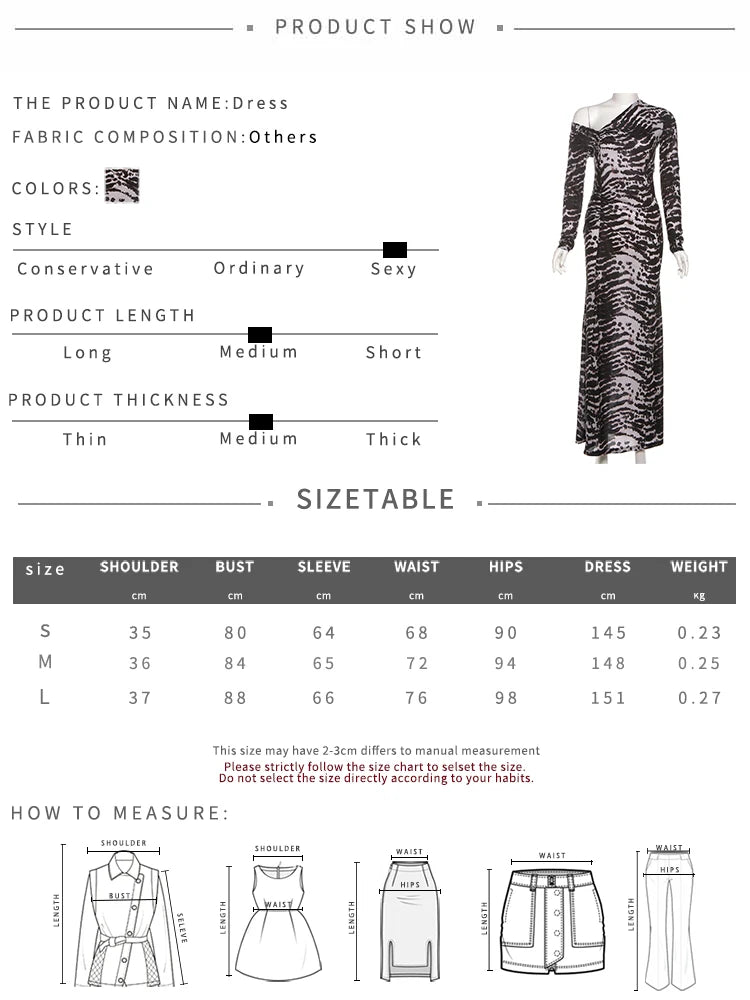 Patchwork Long Dress With Asymmetric Shoulder And Slim Stretch
