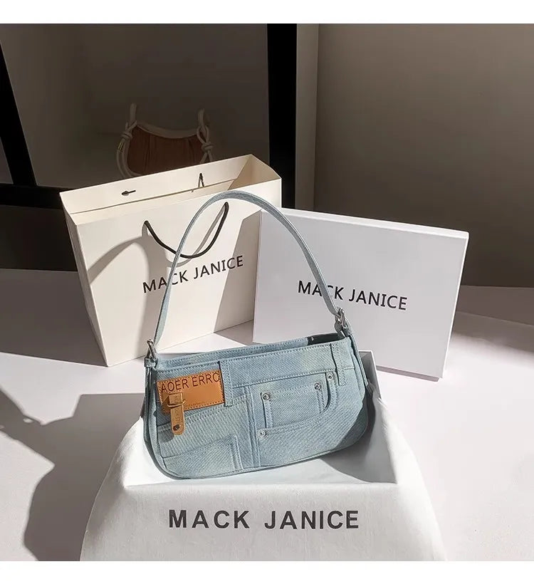 Denim Square Bag For Women Casual Chic Shoulder Messenger Purse With Modern Flair