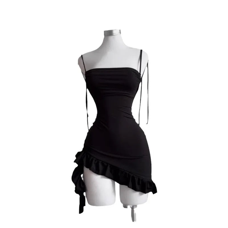 Sexy Sleelveless Backless Mini Ruffle Dress