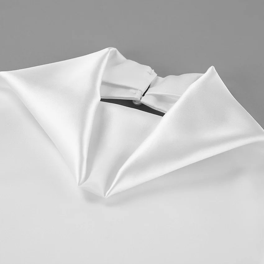 Elegant White Satin Halter Backless Top Sleeveless