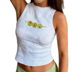 Retro Graphic Tank Top For Women Sleeveless Crop Vest Casual Streetwear Style Summer Chic