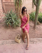 Floral Print Halter Dress With Backless Bodice Sleeveless Bodycon