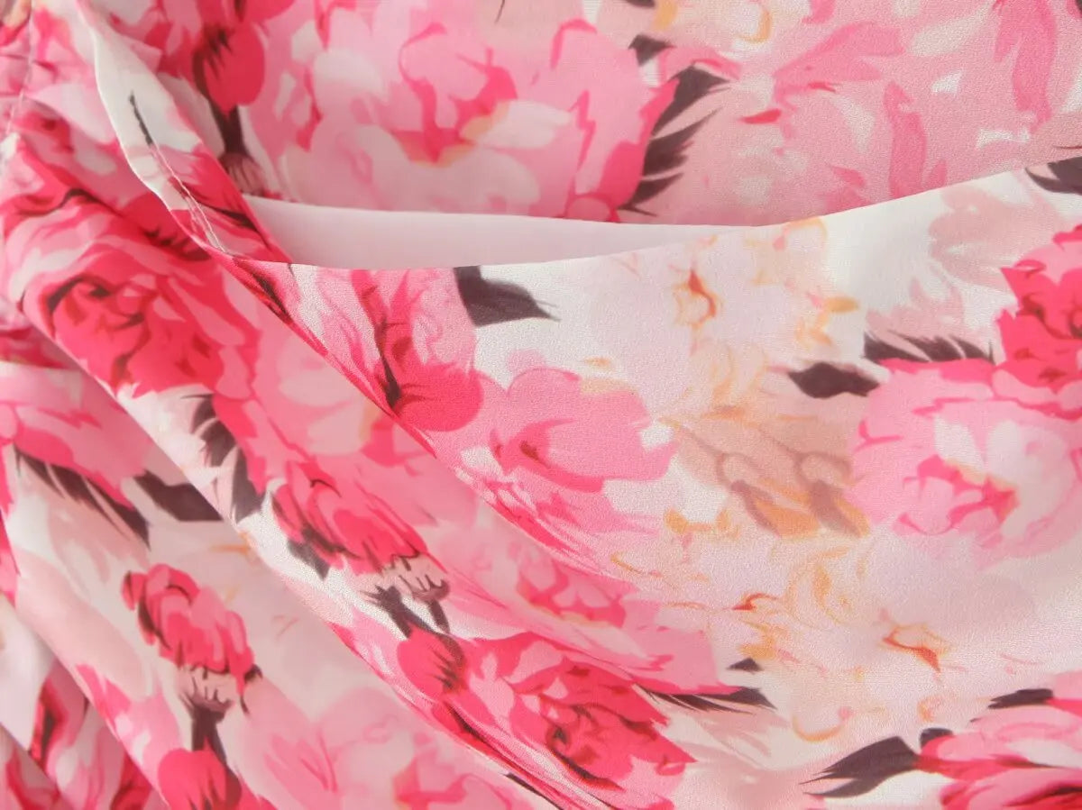 Boho Floral Print 2 Pieces Skirts Set Holiday Summer Women Sexy Backless Halter Top + Mini Skirt