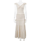Ruffle 2 Piece Set Women Outfit Crop Top And Skirt Sets