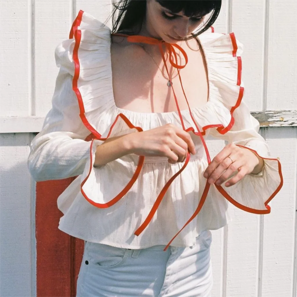 Soft Ruffle Blouse With Long Sleeves