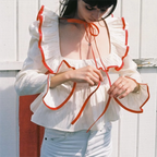 Soft Ruffle Blouse With Long Sleeves