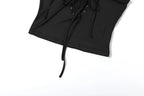 Rivets Decoration Top Stand Collar Navel Exposed Bandage Look Edgy Chic High Street Fashion
