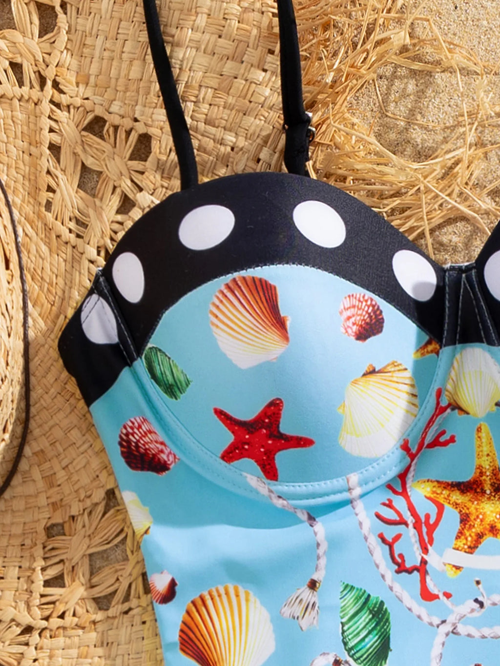 Playful Print Underwire One Piece Swimsuit With Skirt For Beach Summer Fun
