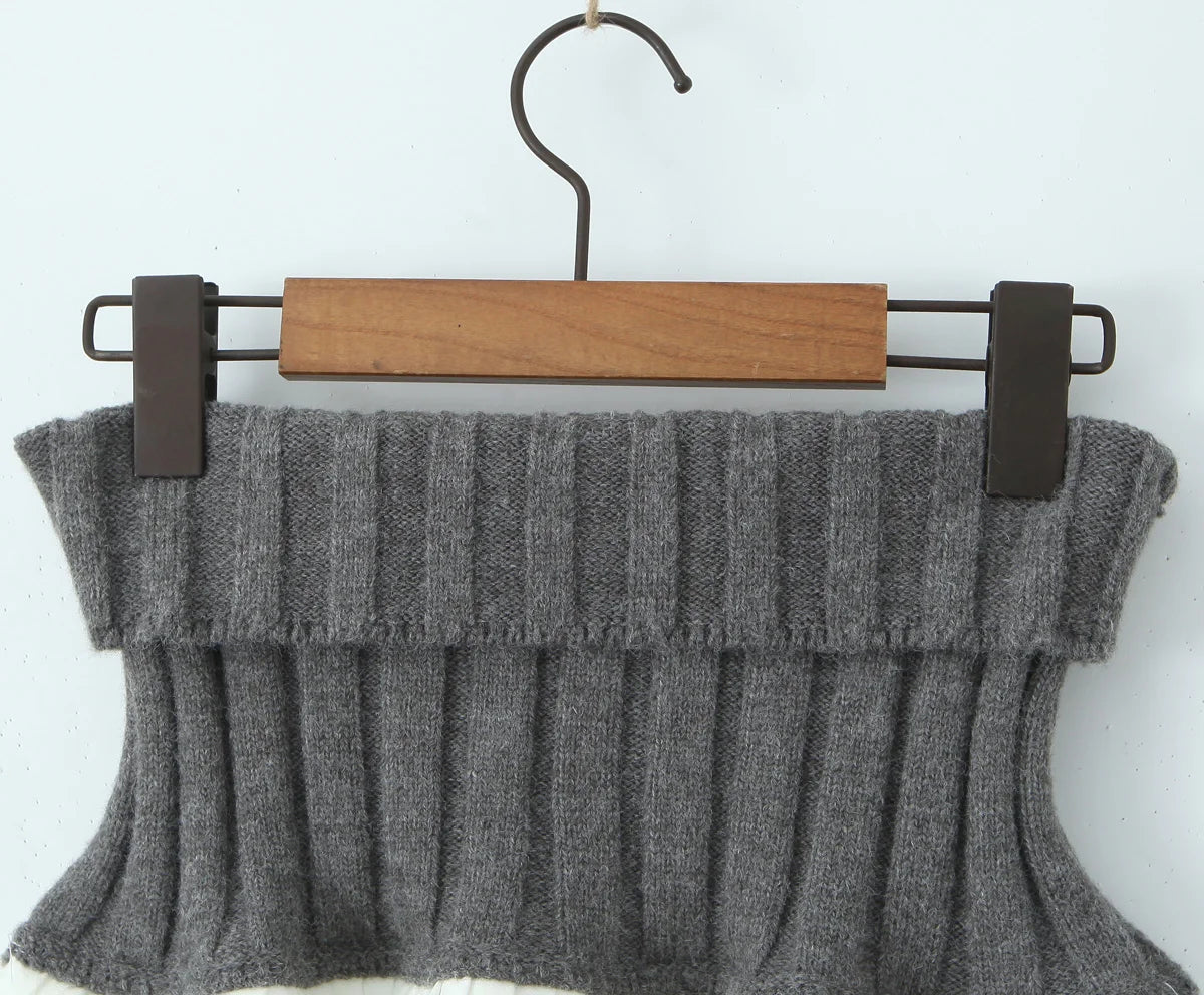 Knit Color Block Mini Skirt High Waisted Pleated