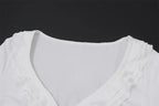 Elegant White Coords Set With Ruffled Trim Skirt And Long Sleeve Top