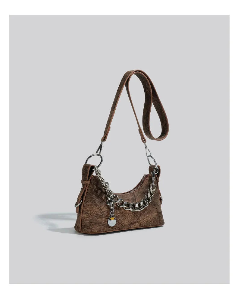 Denim Daydream Shoulder Bag With Chain Accent