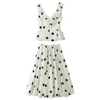 Long Polka Dot Skirt Set With Cropped Puffy Sleeveless Top