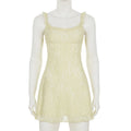 Light Yellow Lace Strapless Dress Slim Silhouette