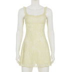 Light Yellow Lace Strapless Dress Slim Silhouette