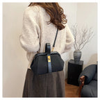 Luxe Faux Suede Frame Shoulder Bag With PU Accent Elegant Crossbody