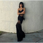 Lace See Through Sling Maxi Dress Evening