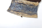Sunlit Beach Crystal Knit Patchwork Halter Set With Lace Up Backless Top And Ruffle Printed Skirt