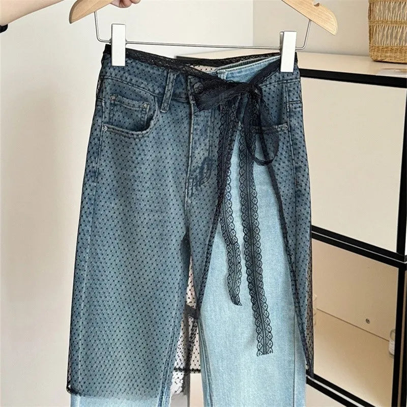Lace Layered Gauze Skirt With Wrap Style Spicy Girl Streetwear Look For Bold Everyday Chic