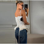 Romantic Floral Corset Cami Top With Sweetheart Neckline And Irregular Hem For Summer